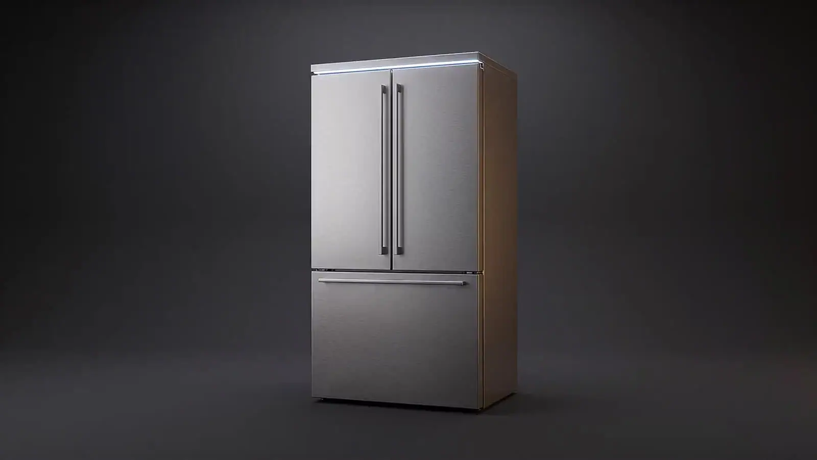 Exploded view of a built-in French-door refrigerator